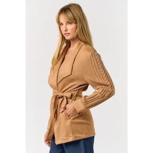 Elegant Tan Cardigan with Belt